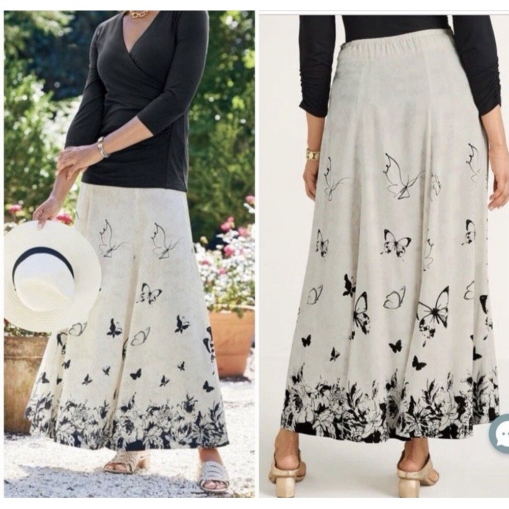 Soft Surroundings Spring Fever Maxi Skirt SZ XS Butterfly Garden Fairy Whimsical